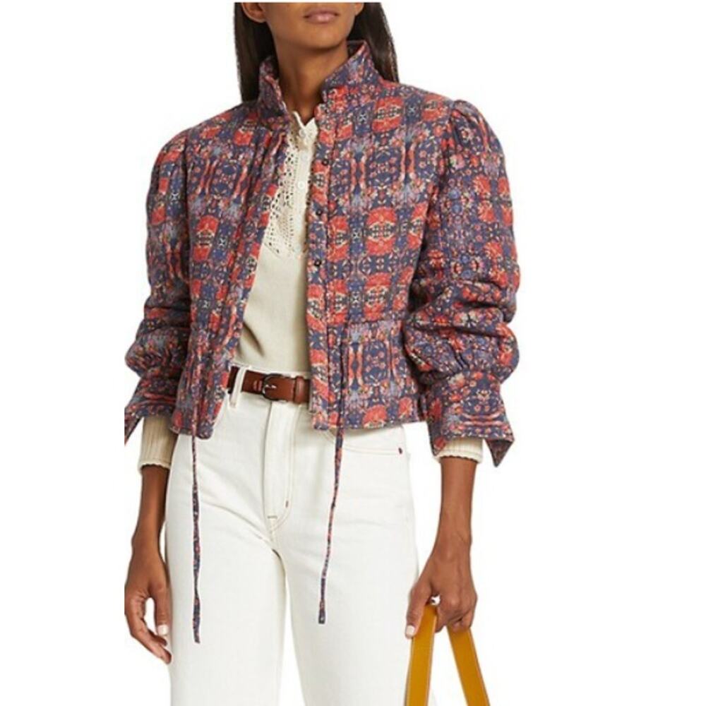 BA&SH Terry Reversible Jacket Geometric Pattern Floral Print Women's Small - Picture 10 of 10